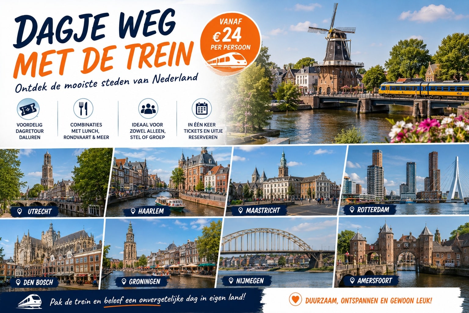 15 Bestemmingen Trein Dagretour Korting