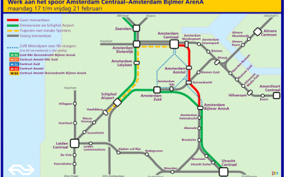 Spoorwerkzaamheden rond Amsterdam tijdens voorjaarsvakantie